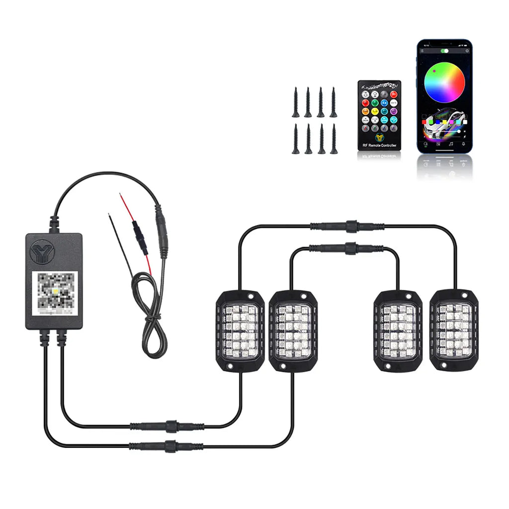 4/8/12PCS RGB Neon LED Rock Light 3D Lens Car Underglow Chassis Light Universal For Jeep Truck SUV ATV UTV Decorative Accessorie