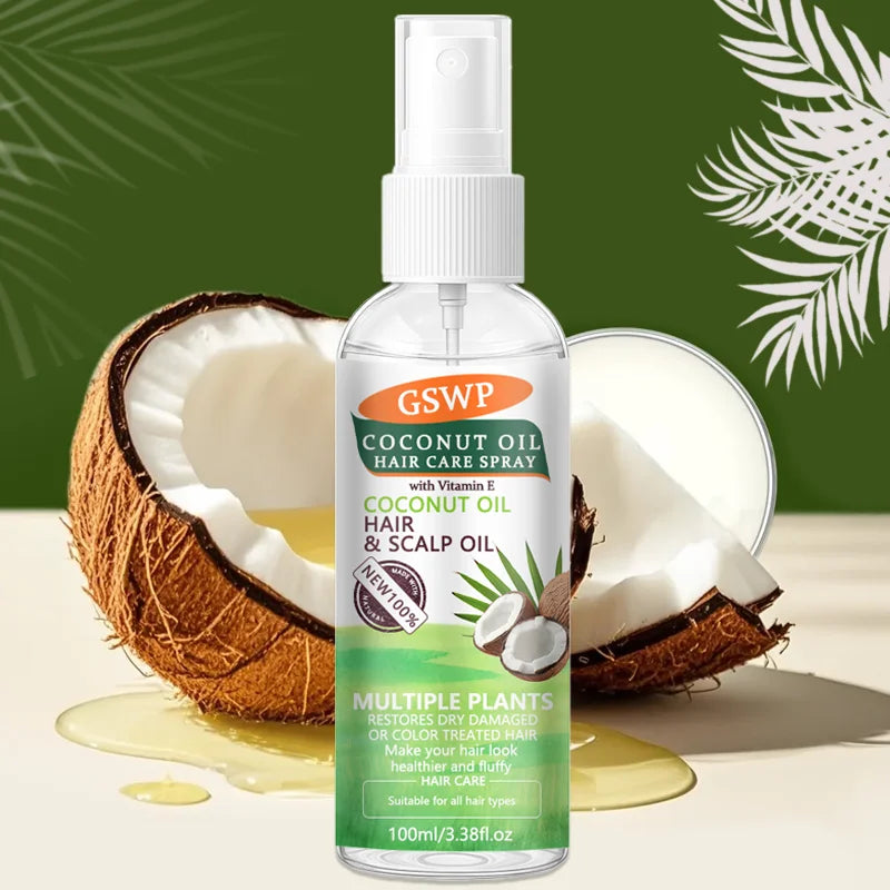 GSWP Coconut Oil Hair Care Spray, Ten-in-One, Deeply Moisturizes And Smooths Hair Texture, with Heat Protection.100/200ml