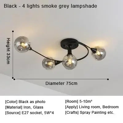 2025 Modern Led Ceiling Chandelier Nordic Glass Lamp Bedroom Kitchen Living Room Dining Room Decoration Home Ceiling Light Fixtu