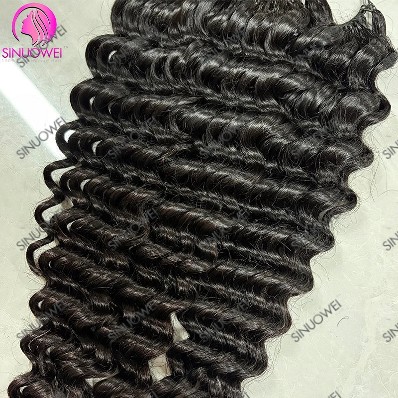 Knotless Pre Separated Deep Wave Crochet Human Hair Feather Real Hair Extensions for Braiding Deep Wave Curly Hair Extensions