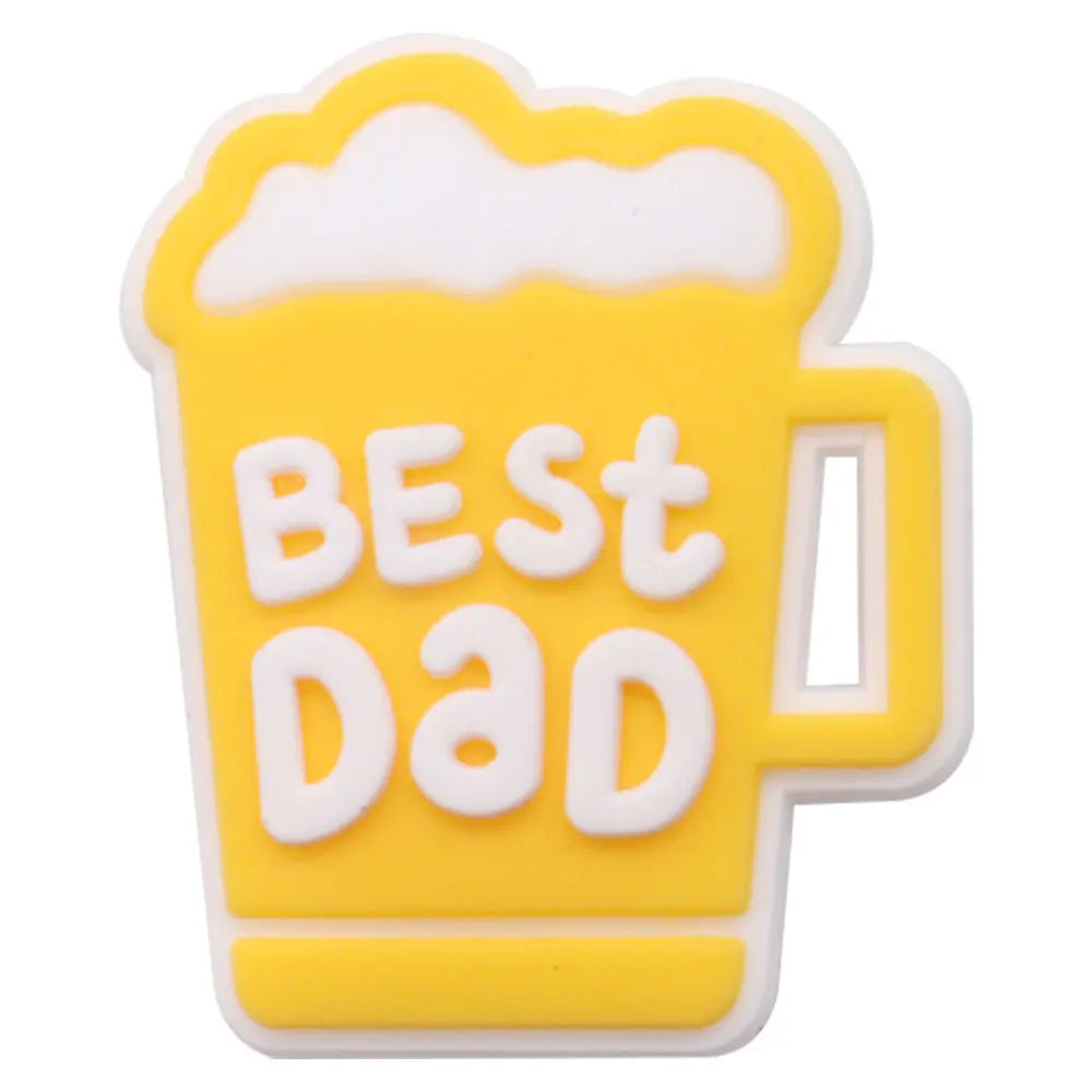 1-34PCS Cartoon Papa Happy Father's Day Best Dad Heart PVC Shoes Charms Accessories Buckle Clog Decorations DIY Bracelet