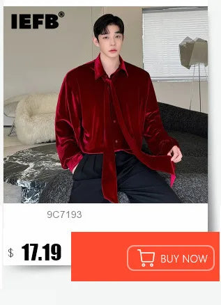 IEFB Summer Embroidery Sequin Velvet Fashionable Temperament Men's Long Sleeve Shirts Lapel Personal Design Oversize Tops 9Y6658
