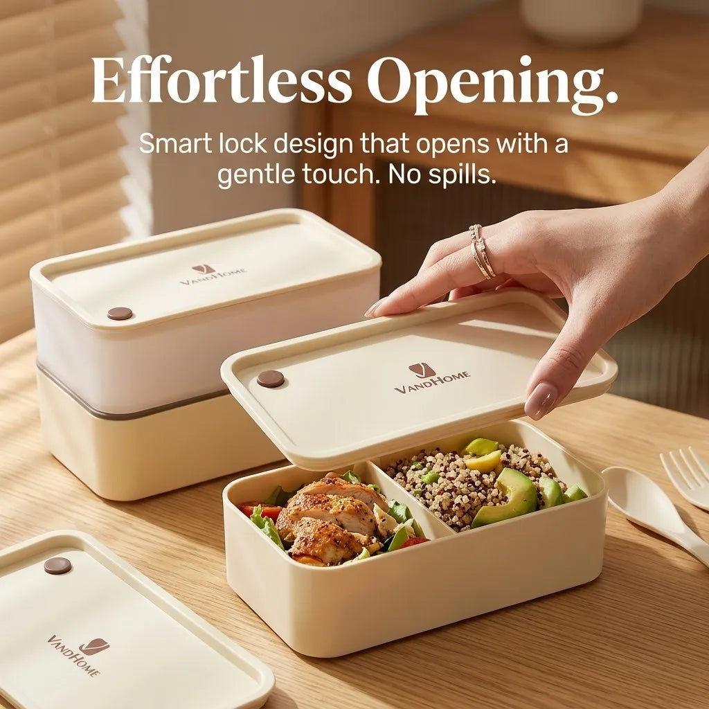 Stackable Plastic Lunch Box For Kids Students Portable Bento Box Microwave Safe Refrigerator Sealed Food Storage Container