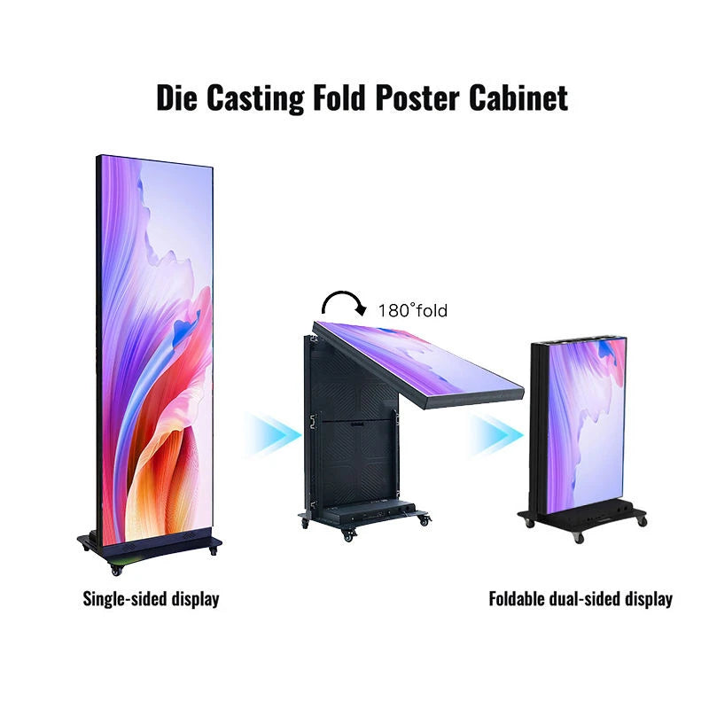 Factory Direct HD Foldable P1.25 P1.5 P1.8 P2.5 Indoor LED Poster Display Screen GOB for Shopping Mall Standing LED Poster