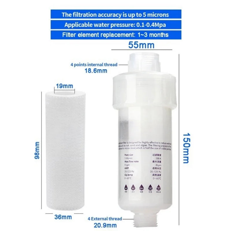 5pcs FILTER Water Filter Cartridge Washing Machine Filter with Adapter Bathroom Water Heater Toilet Household Purifier