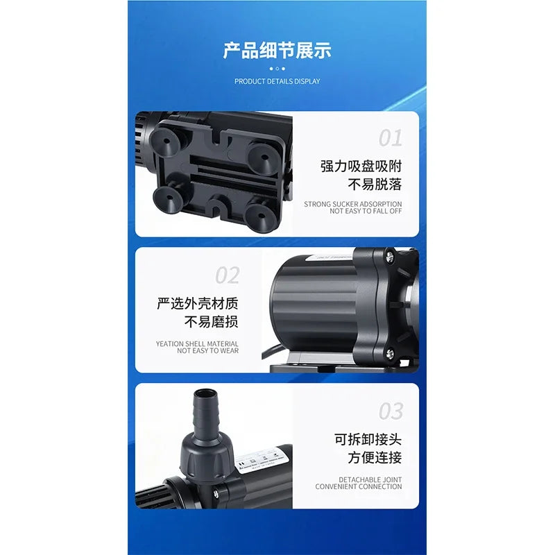 Ultra Quiet Water Pump Mini DC12V Brushless Motor Submersible Aquarium Water Pump Adapter Pond Fountain for Fish Tank Garden