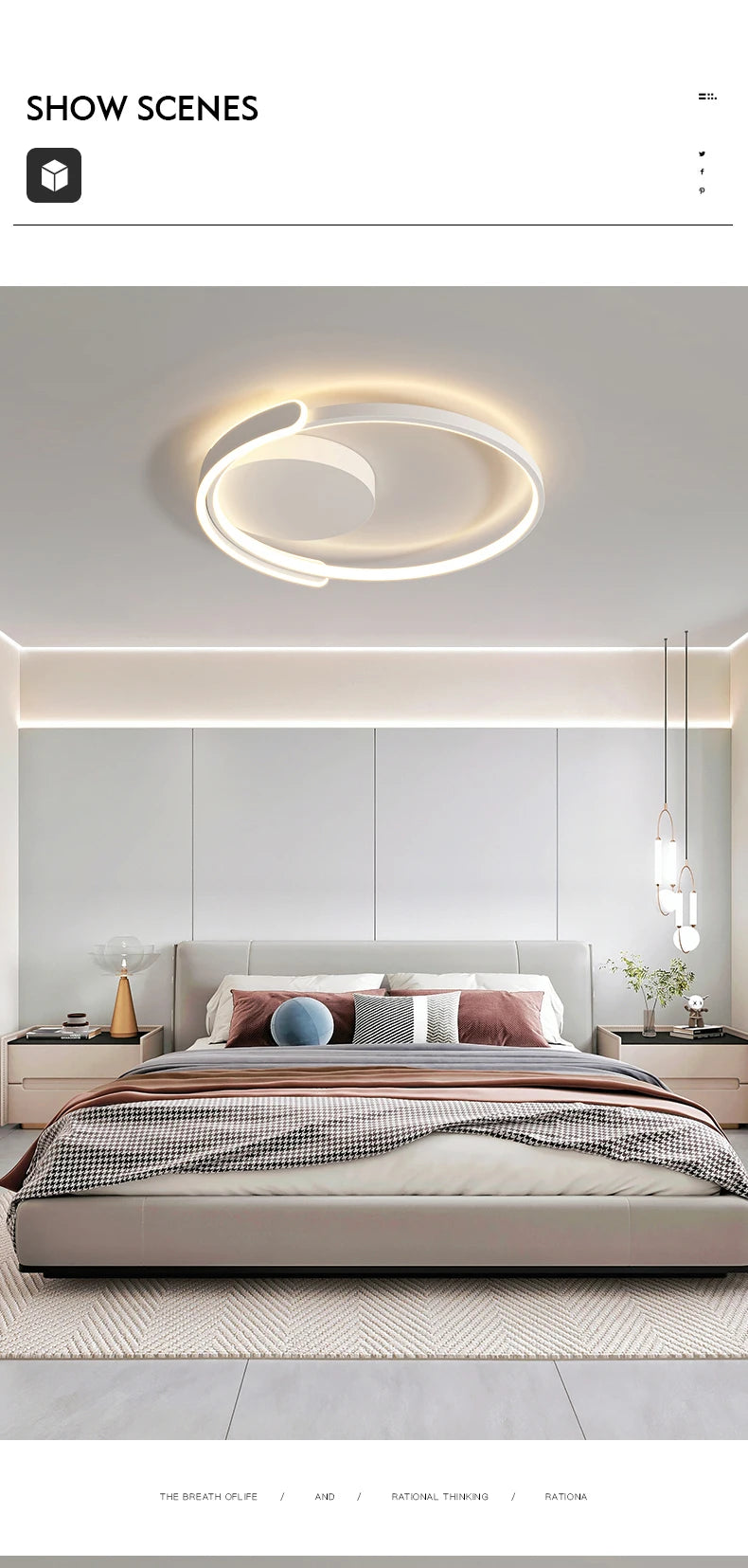 Modern Led Ceiling Light The Bedroom Black White Square Ring Lamp Living Room Study Nursery Indoor Lighting Fixture