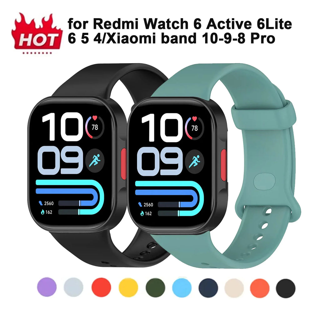 Silicone Strap for Redmi Watch 6 Lite/6 Active 5 4 Wristband Bracelet for Xiaomi Smart Band 10/9/8 Pro Sport Strap Accessories