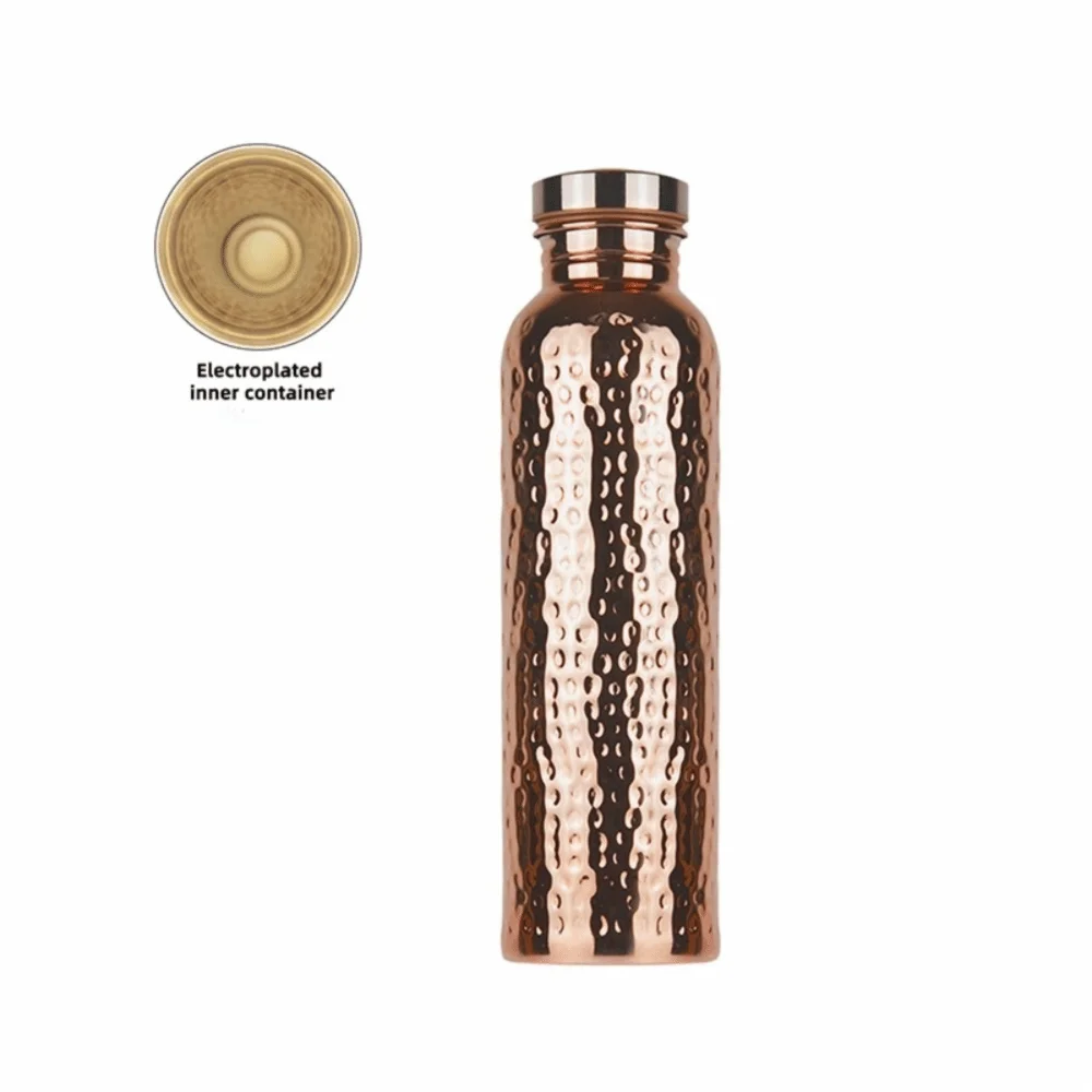 800ML Copper Water Bottle Anti-Slip Silicone Base Thermal Insulation Leakproof Sports Bottle One-Click Open Lid