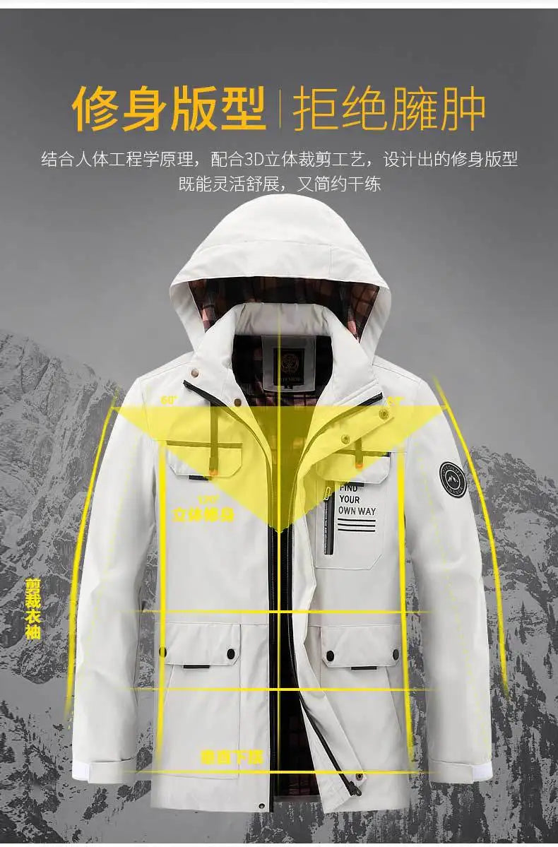 Men's Casual Jacket Parka Autumn/Winter Hooded Jacket Men's Coat Solid Color Outdoor Chic