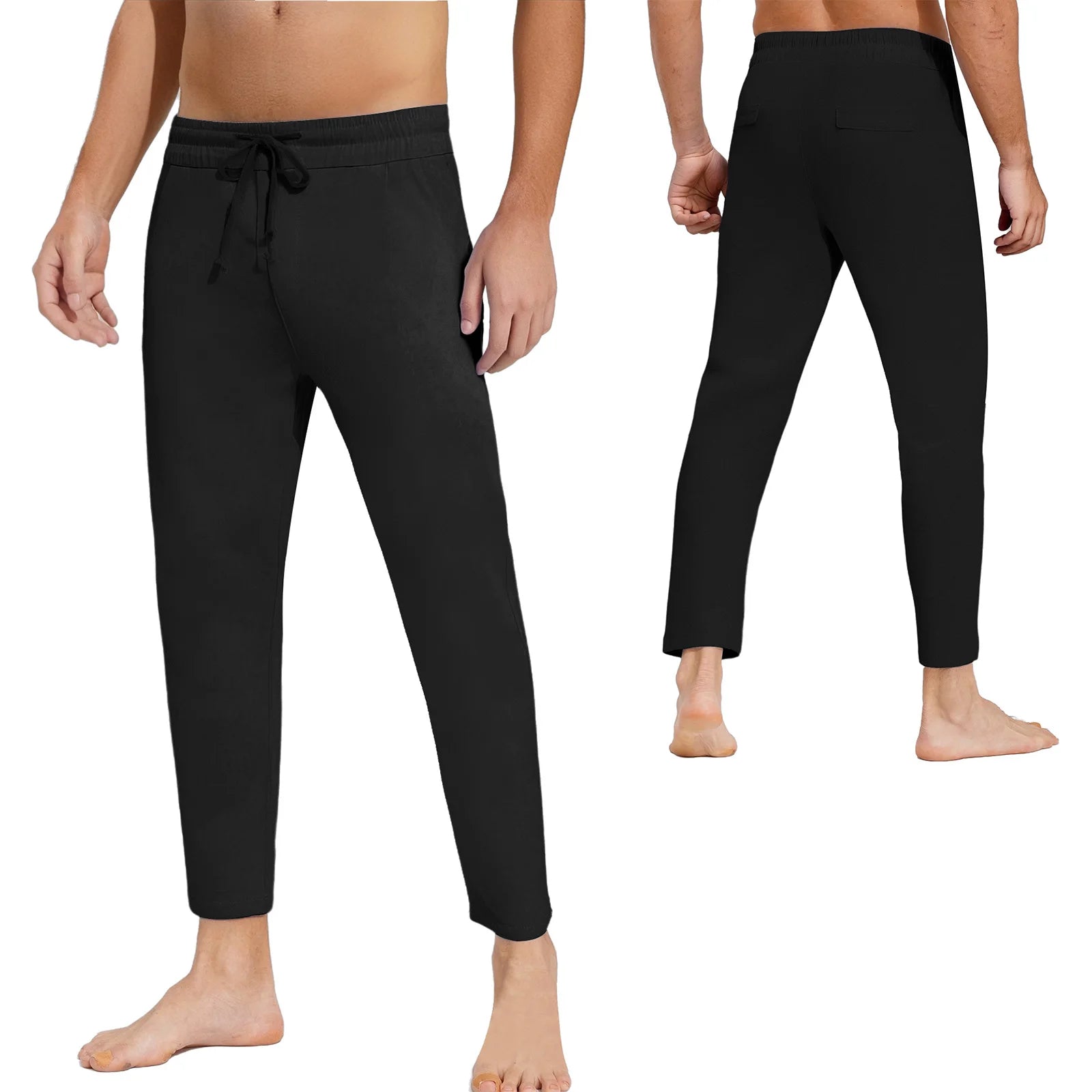 Mens Casual Loose Gym Jogging Fitness Sports Pants Drawstring Elastic Waistband Straight-Leg Trousers Yoga Training Sweatpants