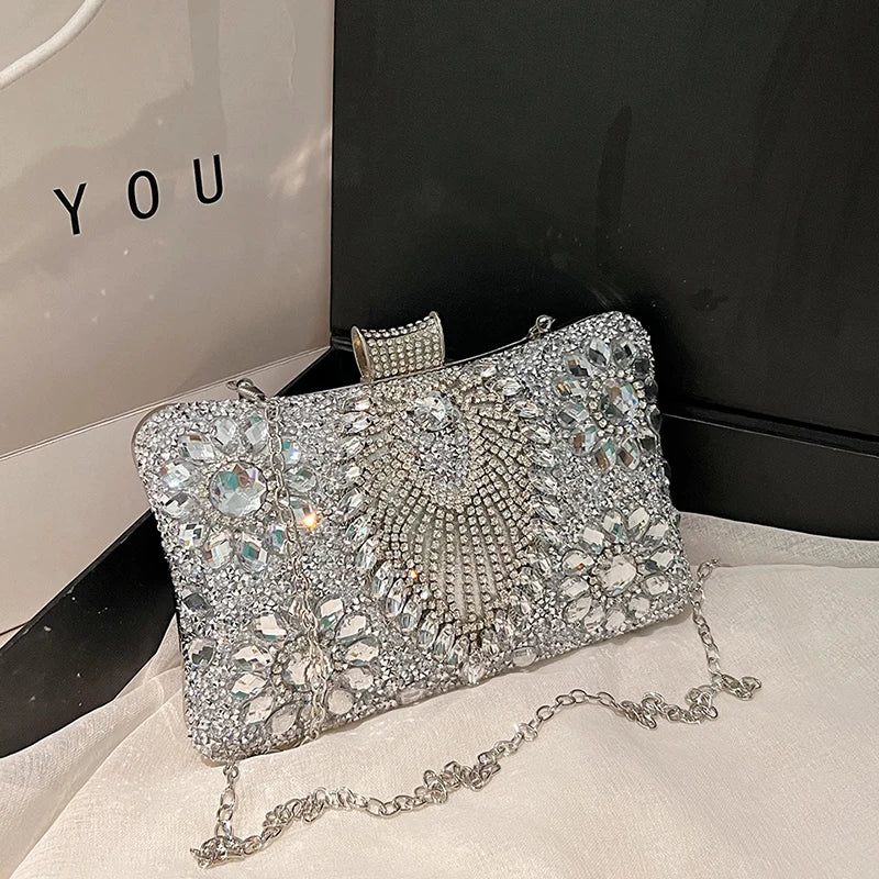 Luxury Sparking Rhinestone Evening Clutch Bags For Women Wedding Prom Dinner Party Gemstone Crossbody Bag 2024 Designer Handbags