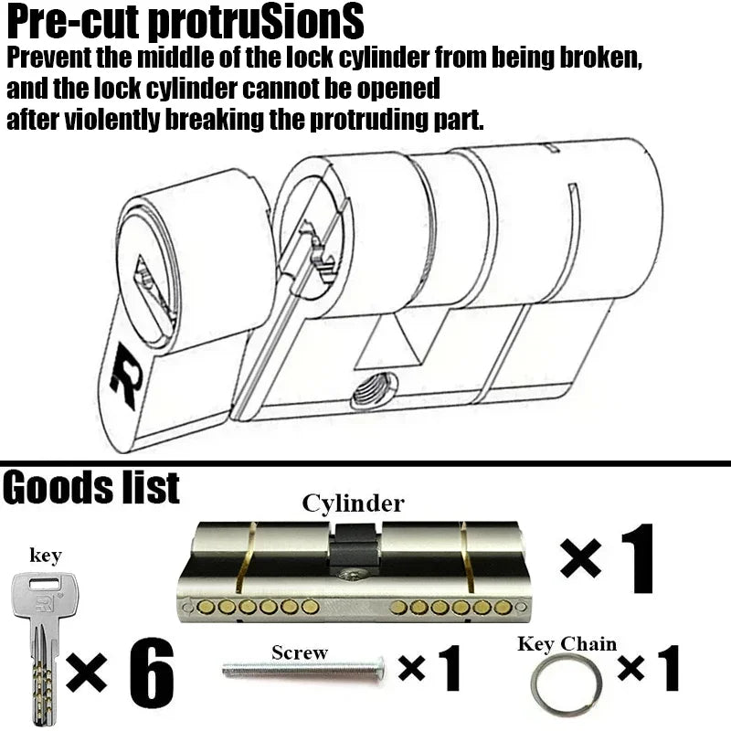 Customize the same key to open all cylinder doors European standard high quality Door lock 11-pin anti-theft lock cylinder