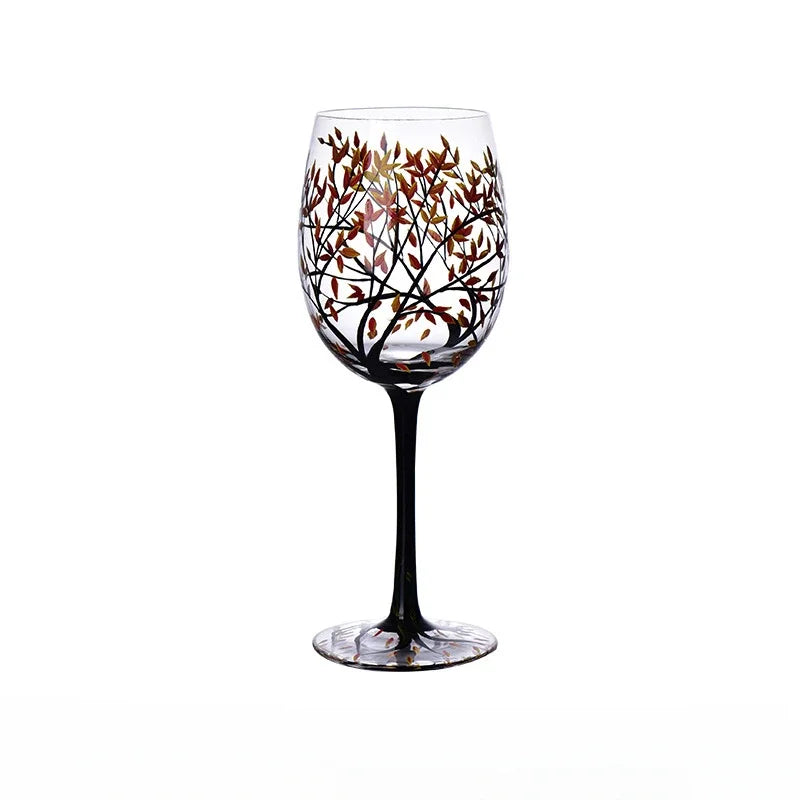 Creative Hand-Painted Crystal Goblet, Four Seasons, Wine Glasses, Drinking Glasses, Cocktail Glass