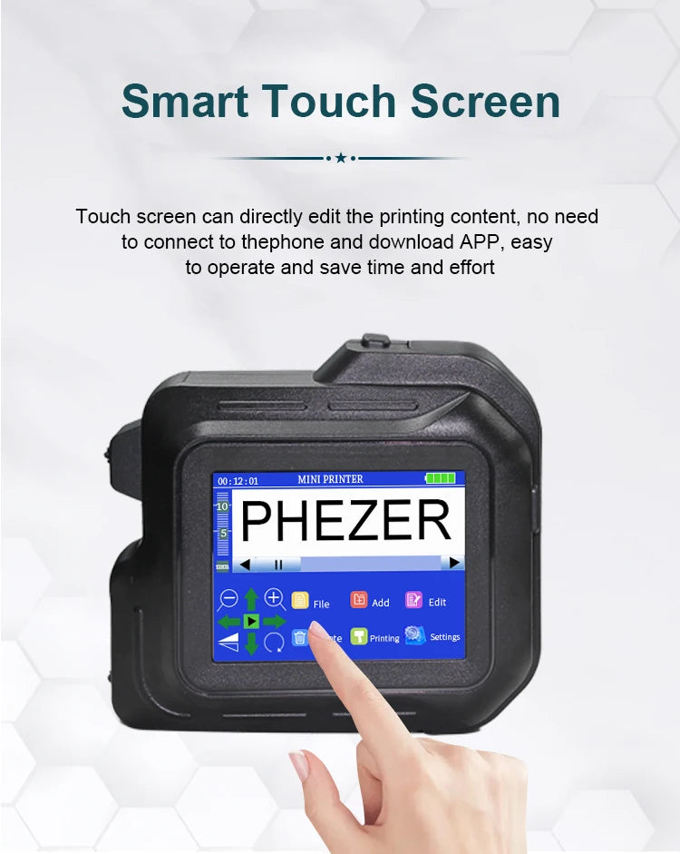For Hp Phezer 2026 PC98 Mini Printer 28 Languages Portable Printer Handheld Inkjet Printer QR Bar Code Date Logo Expiry Date