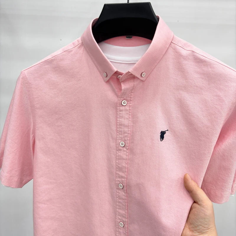 100% cotton short sleeve shirt summer classic solid color luxury brand Paul embroidery fashion business golf casual men's wear