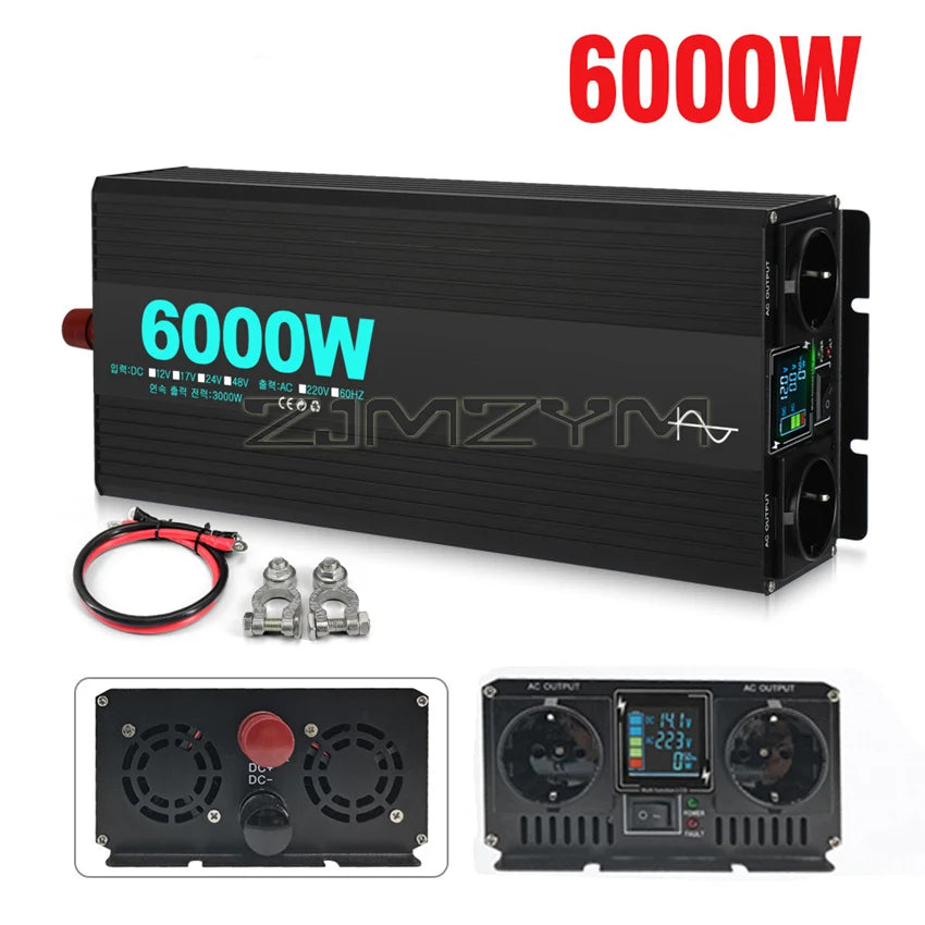 4000W 5000W 6000W High-power Solar Pure Sine Wave Inverter 12V 17V 24V 48V To 220V