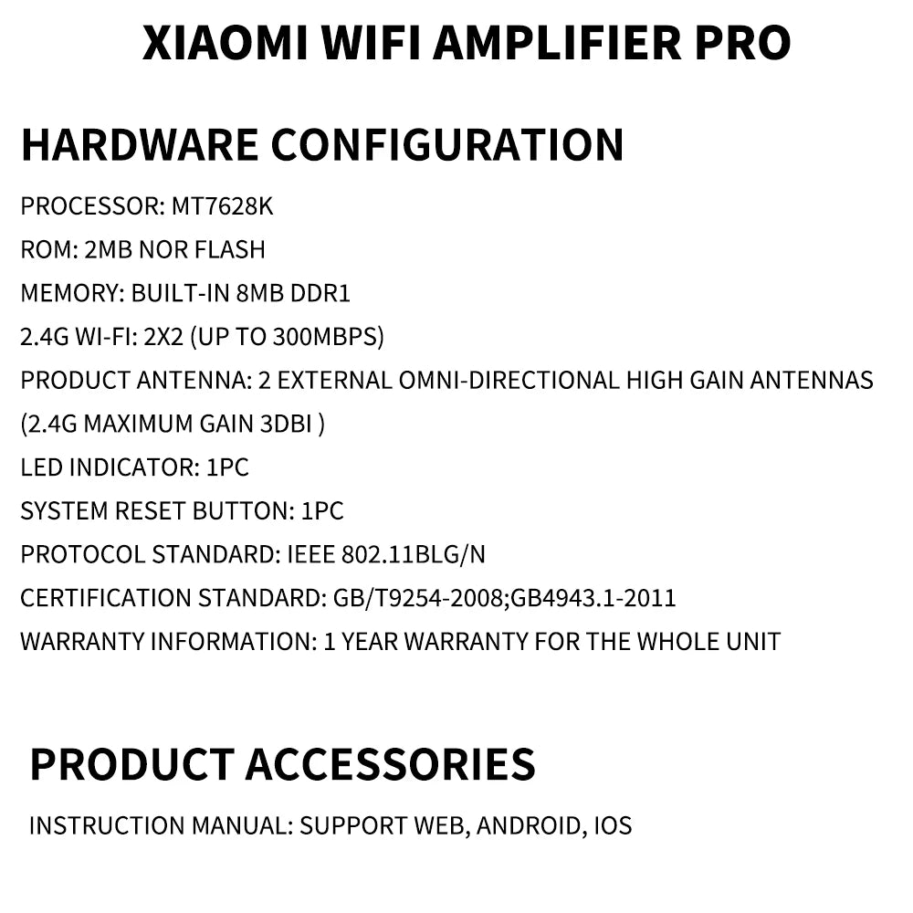 New Xiaomi Wifi Amplifier Pro 300M 2.4G Repeater Network Expander Range Extender Roteader Mi Wireless Wi-Fi Router