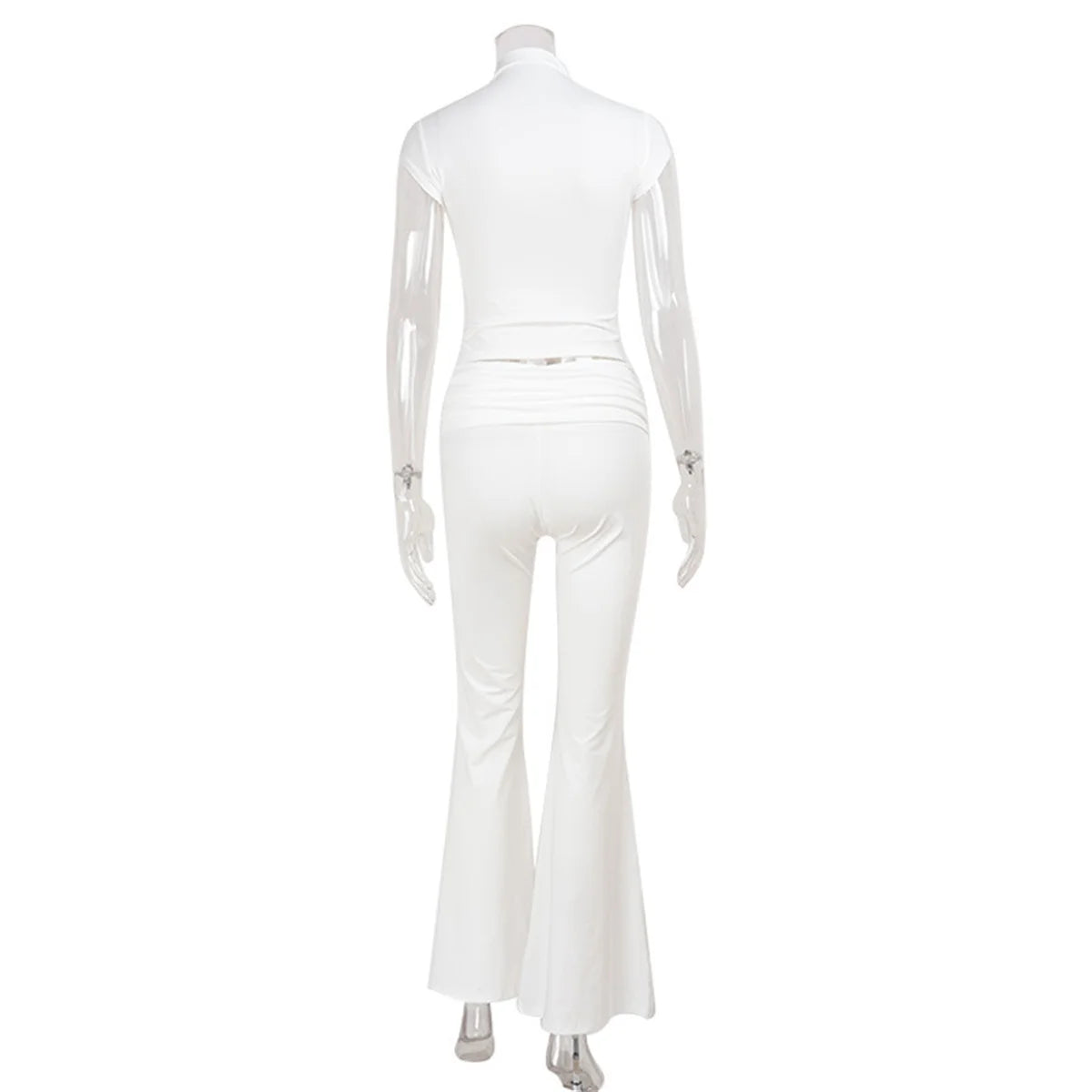 Women Fashion Sexy Short Sleeves Suit Casual Sheath Hollow Out 2 Pieces (Tops+Long Pant) Matching Sets Female Street Tracksuit