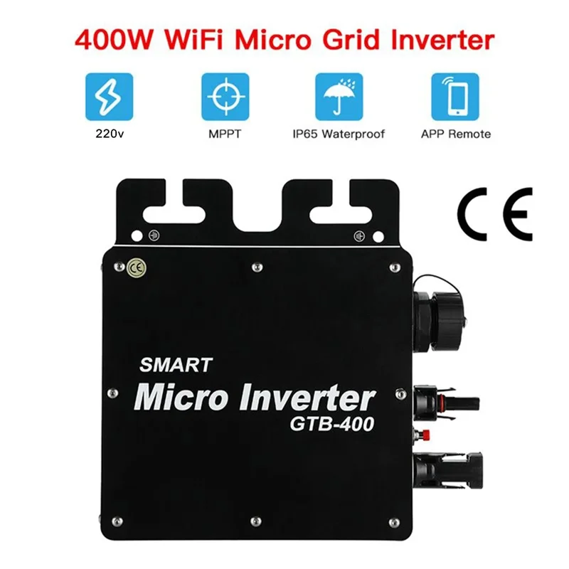 Grid Tie Solar Inverter 400W Intelligent Microinverter 22-50VDC MPPT IP65 Wifi Pure Sine Wave Converter For 110V 220V Durable-AT