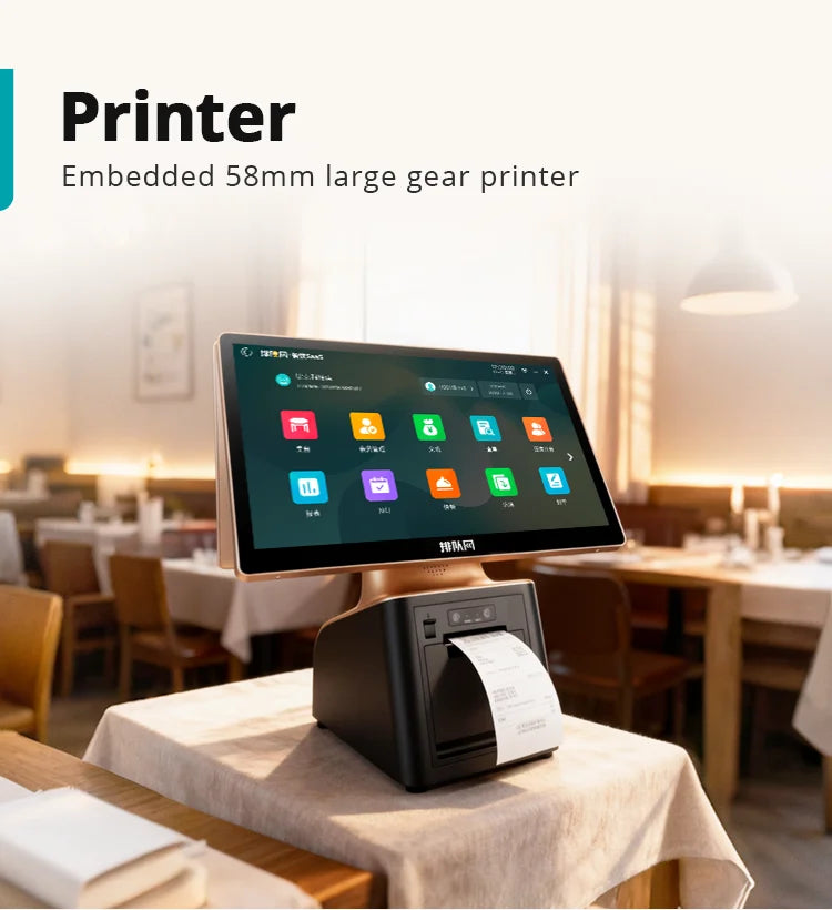 S300 Dual Touch Screen All in One Pos Systems with Printer for Fast Food Restaurant windows Cash Register Machine