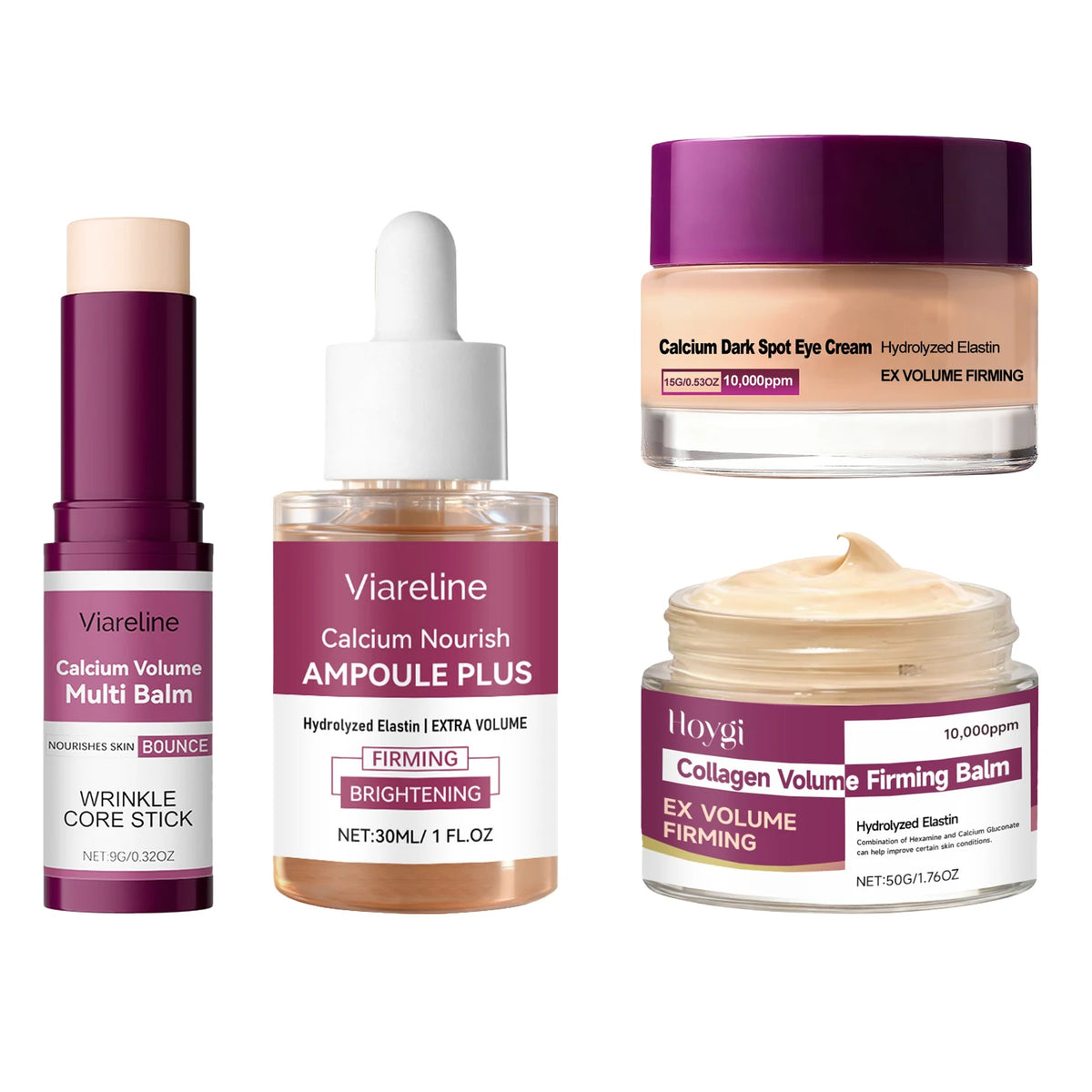 Korea Calcium Nourish Collagen Set Aging Calcium Volume Balm+Facial Serum+Eye Cream+Multi Balm Fade Fine Lines Daily Skincare