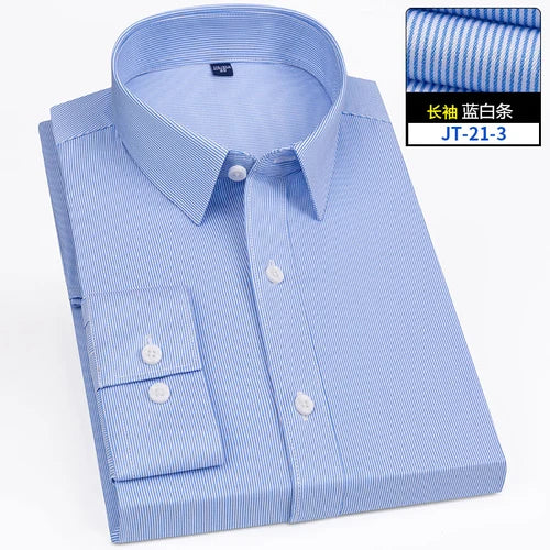 4XL 5XL 6XL 7XL 8XL Bamboo Fiber Plaid Shirt Striped Blue Casual Business Longsleeve Shirt for Men Streetwear Slim Fit Shirt Men