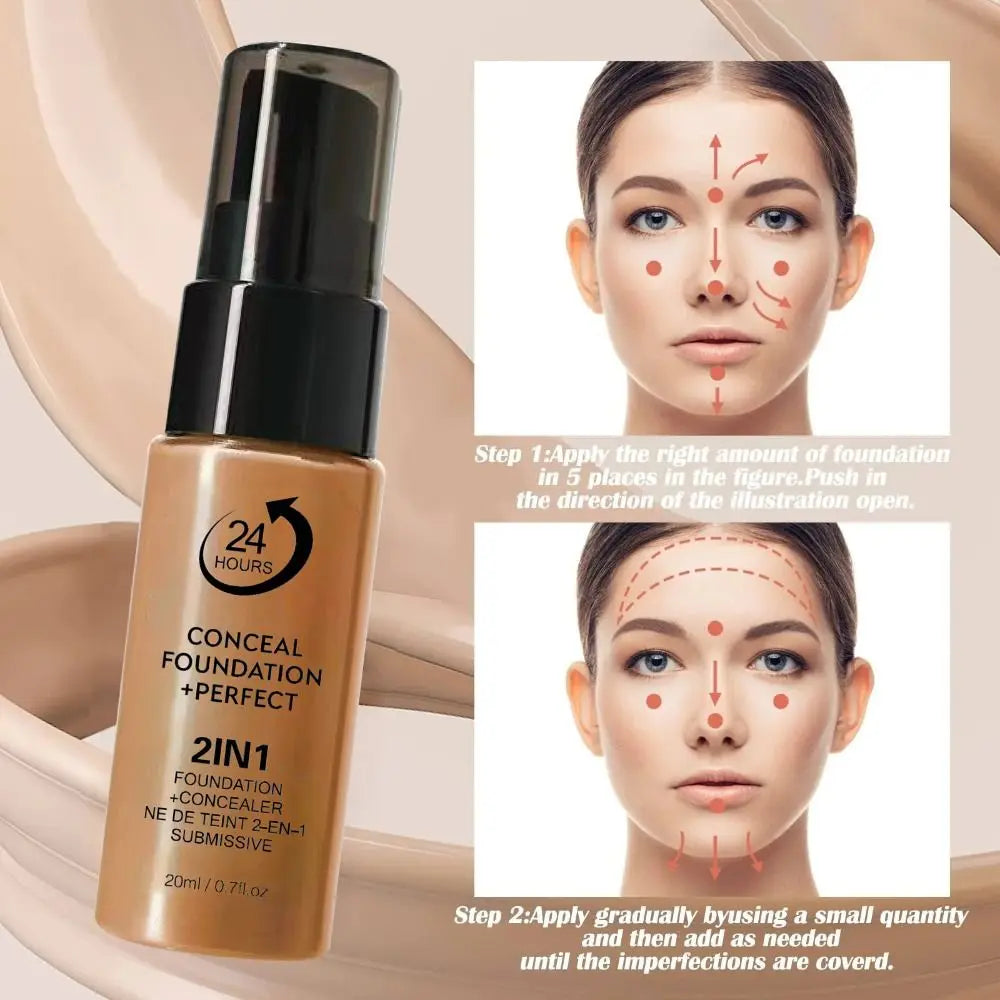 New Waterproof Liquid Foundation Matte Oil-Control Face Foundation Cream Natural Sweat Proof Foundation Concealer Cream