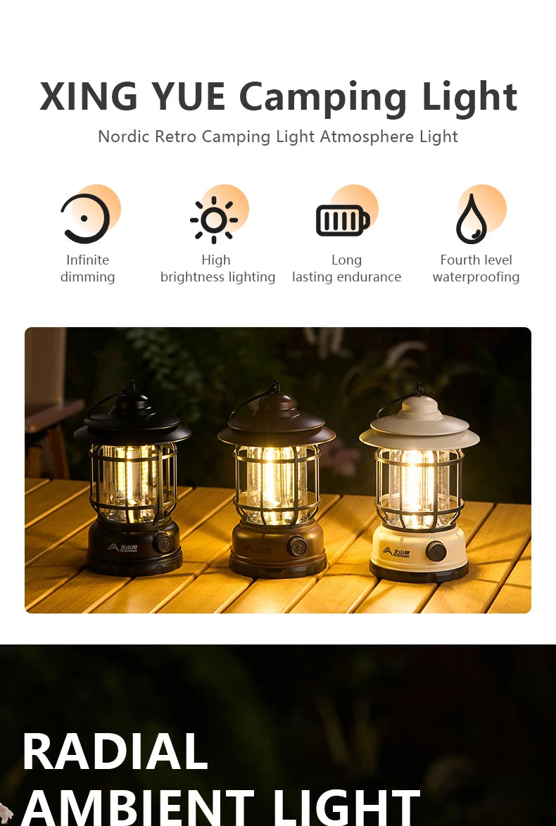 BISINNA Camping Lights Long Endurance Outdoor Tent Lights Rechargeable/Battery Waterproof Camping Lights Retro Atmosphere Lights