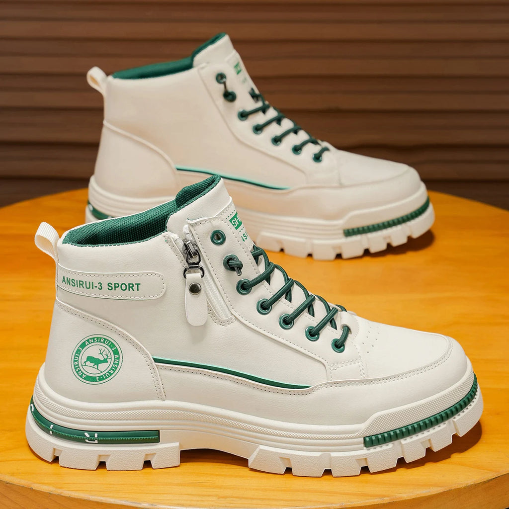 Men's high top denim boots, casual sports shoes, trendy and fashionable men's boots - Beauty