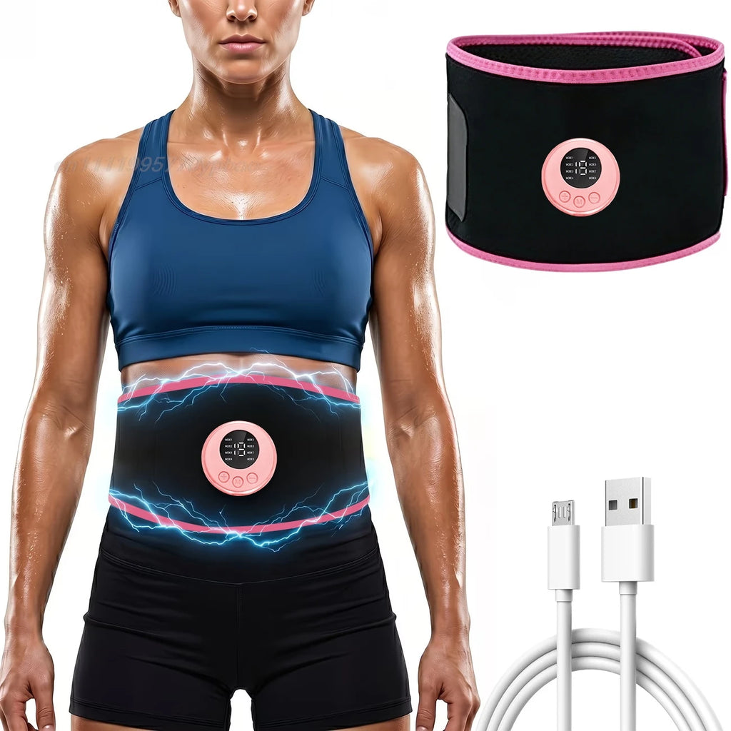 Smart EMS Gel-Free Abdominal Slimming Belt Muscle Stimulator Waist Trainer Hip Lift Fitness Workout Home Gym Equipment