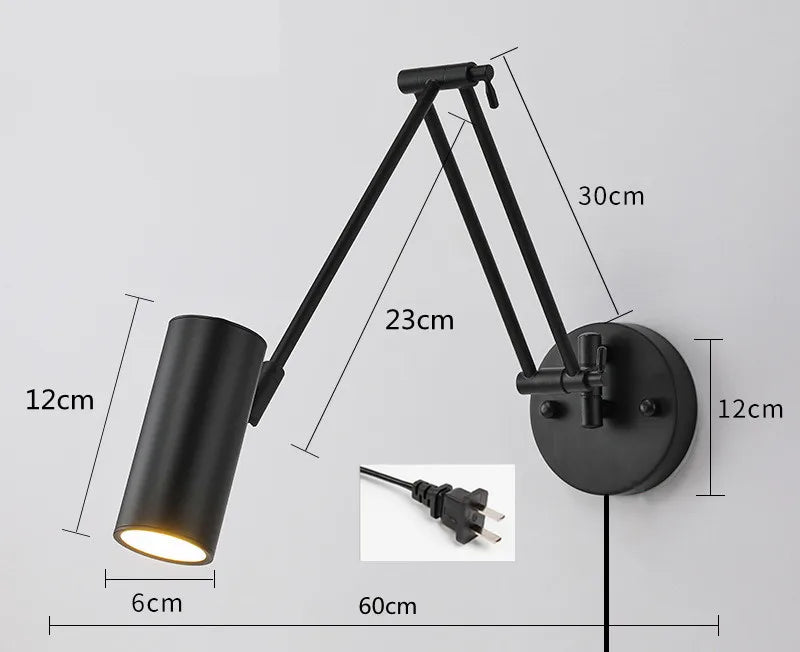 LED Wall Lamps Modern Adjustable Swing Long Arm Internal Touch Sensor Switch Household Bedside Lighting Decor Sconce Lights