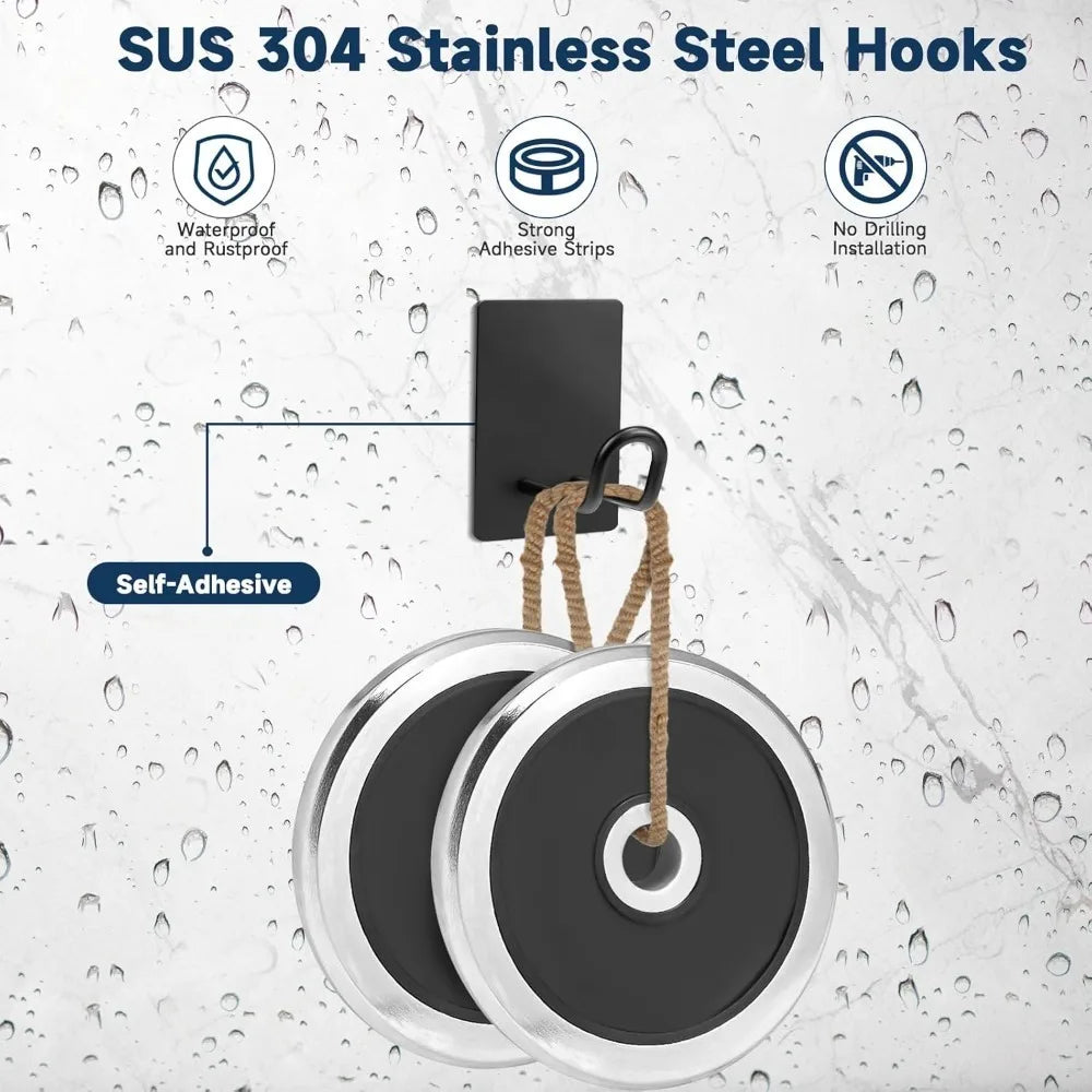Self Adhesive Hooks Heavy Duty Stainless Steel Towel Hooks No Drill Shower Wall Hooks for Hanging Hat Coat Key Home Accessories