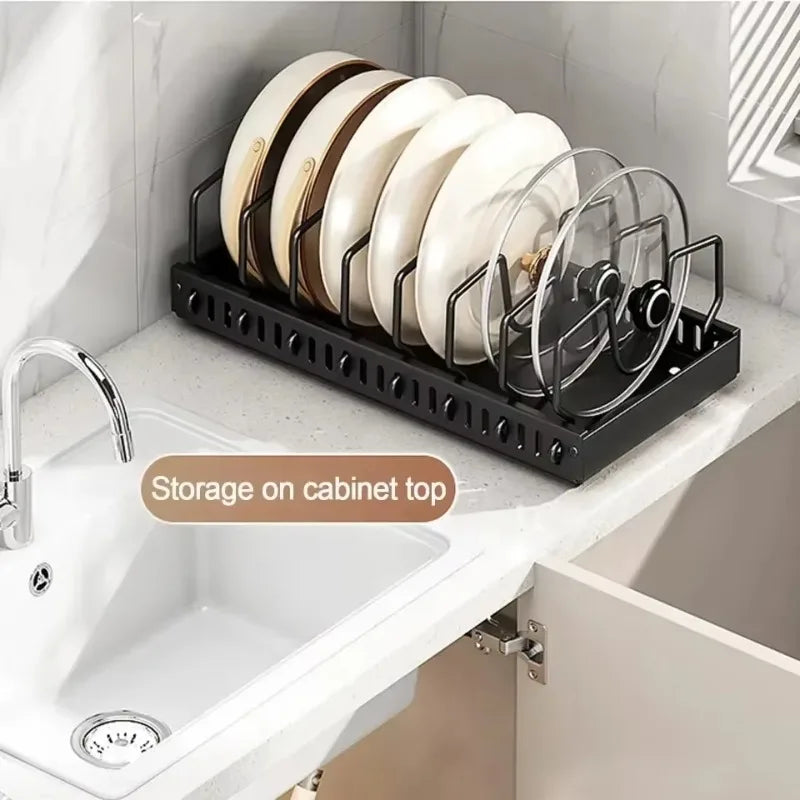 Kitchen Cabinet Pull Out Tray Organizer with Slide Rails Adjustable Storage Rack for Pots Pans and Dishes