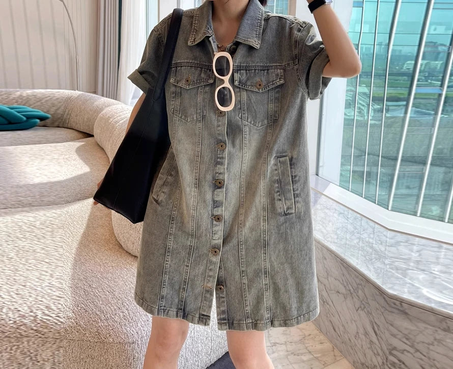 Retro Denim Dress Women's Summer 2026 New Loose and Thin Versatile Straight Skirt