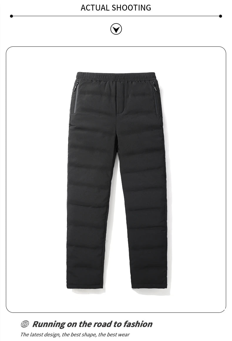 Winter Duck Down Pants Men Minimalist Style Plus Size Down Pants Male Outdoor Windproof Solid Warm Winter Trousers 7XL