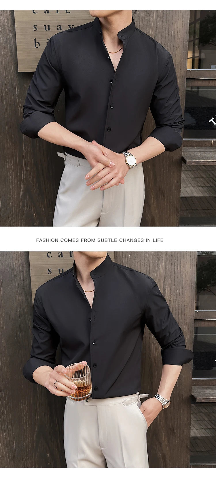 Business Dress white Shirt for Men 2026 British style Long Sleeved Solid Color Casual Elastic Slim Fit Shirt for Men's Clothing