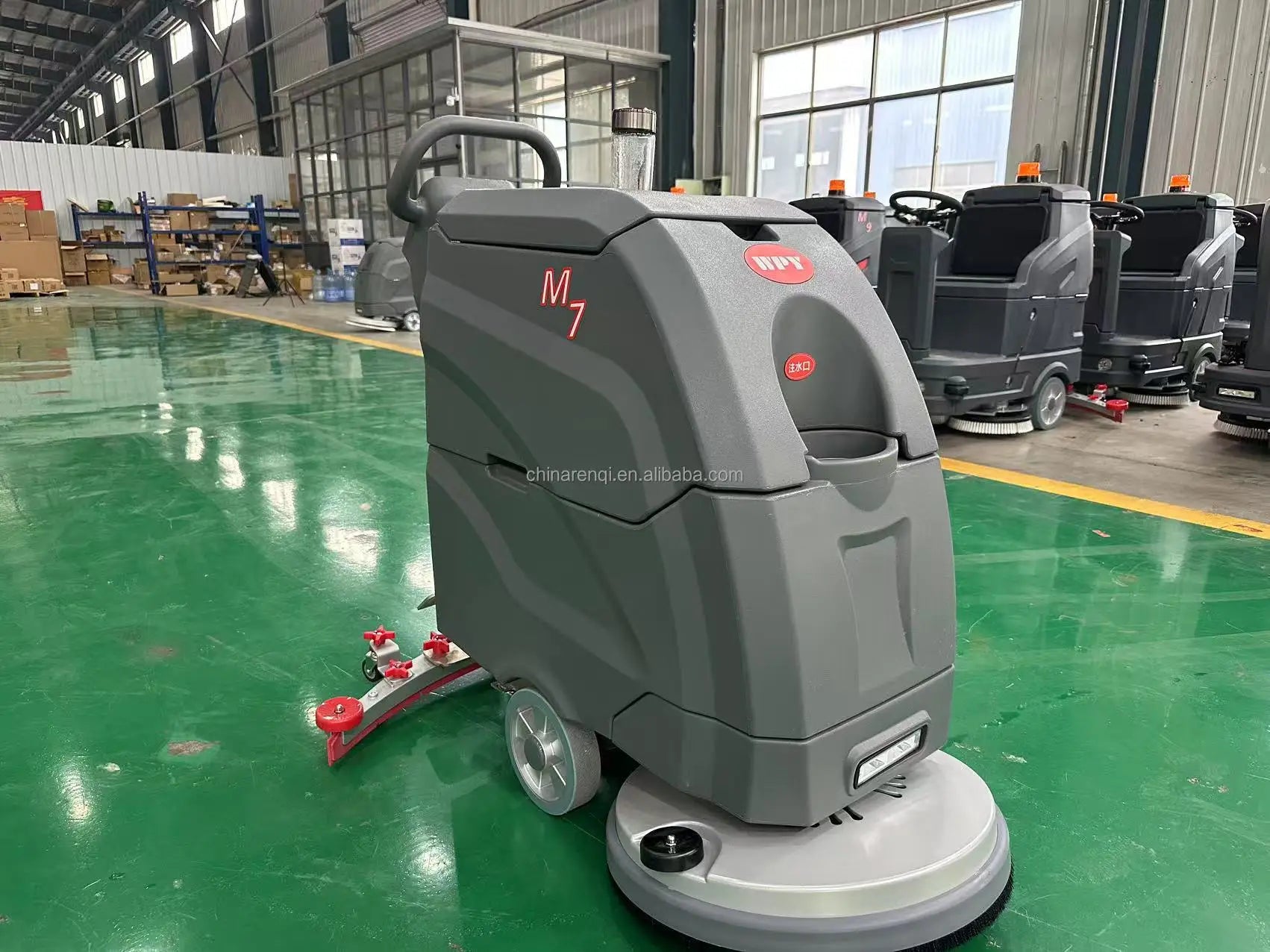 Battery Powered Floor Scrubber, Electric Walk Behind Washer for Tile and Concrete, Efficient Cleaning Machine