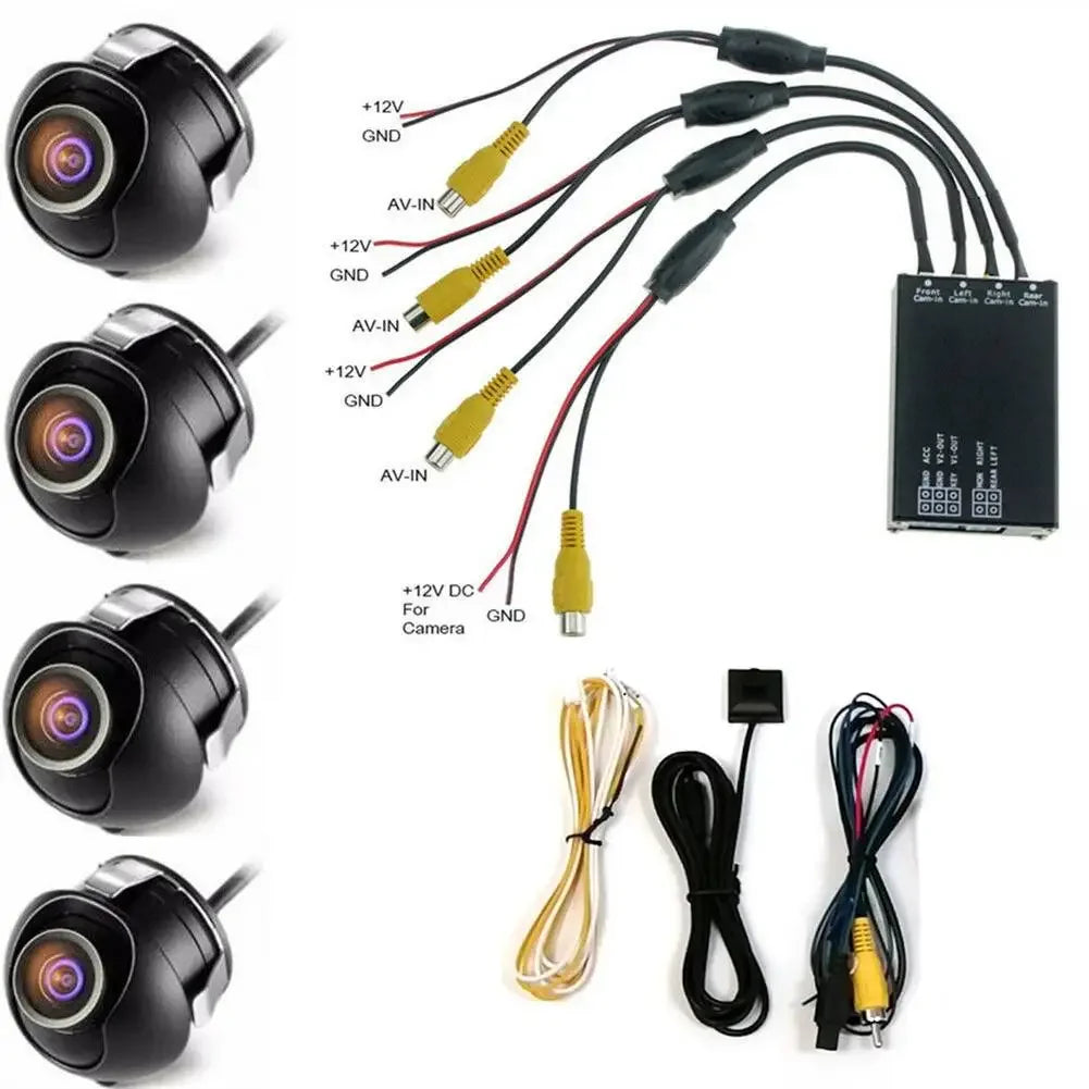 360° Panoramic Camera HD Rear /Front /Left /Right Car Camera With 4 Way Control Box System Surround View Cameras For Car Radio