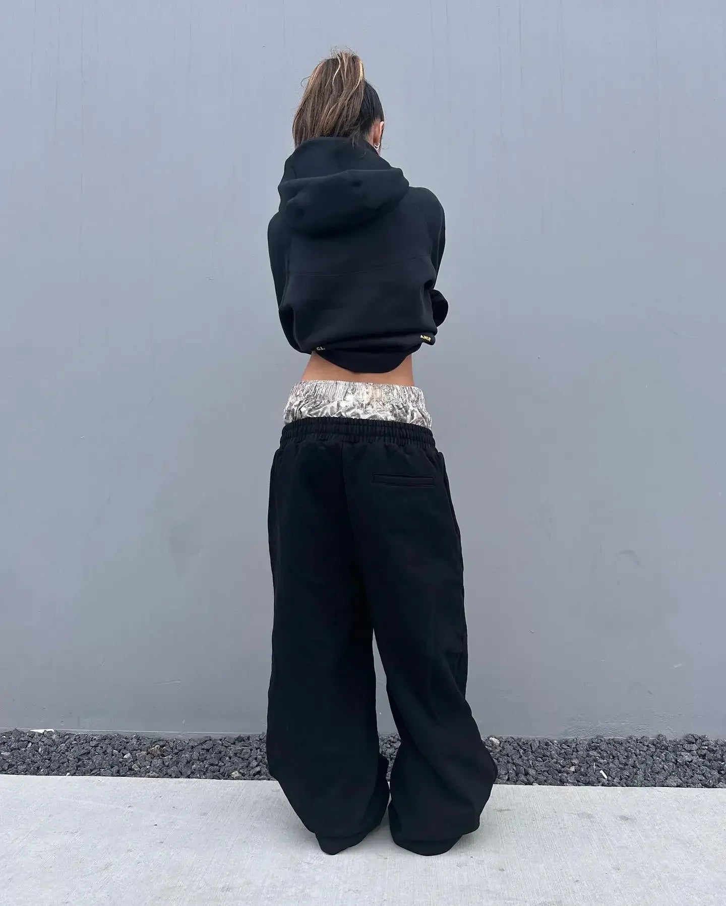 Y2K Retro Pants Harajuku Double Embroidered Waist Sweatpants Hip Hop Goth Clothes Fashion Wide Leg Baggy Pants Streetwear Unisex