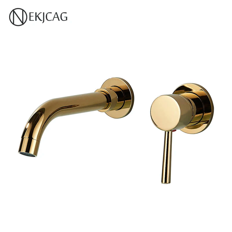Wall Mounted Wash Basin Faucet Matte Black Bathroom Bathtub Mixer Cold And Hot Single Handle Chrome Tap Integrated