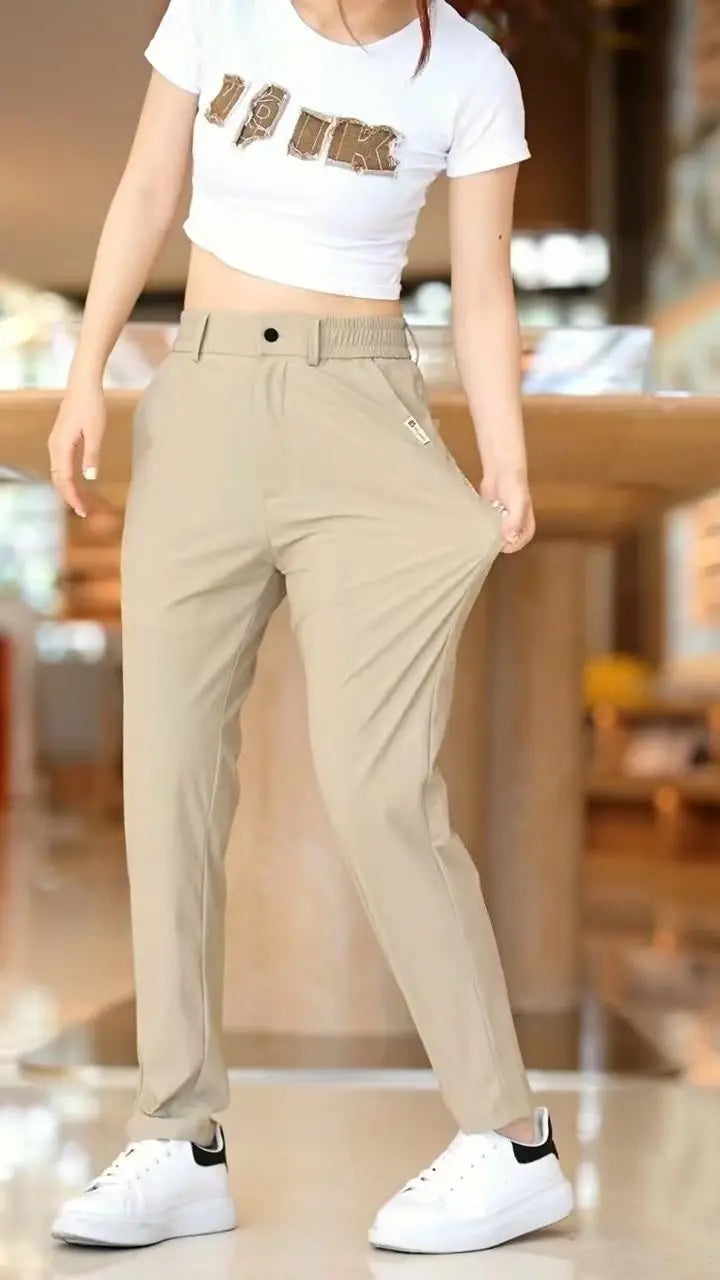 High Elasticity Ice Silk Casual Pants Men's Summer Thin Style Quick Dry Fashion Business Straight Leg Pants