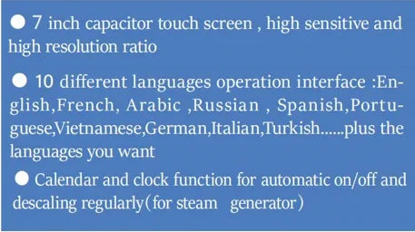 Oceanic real Touch screen controller high peormance for steam generator and sauna heater