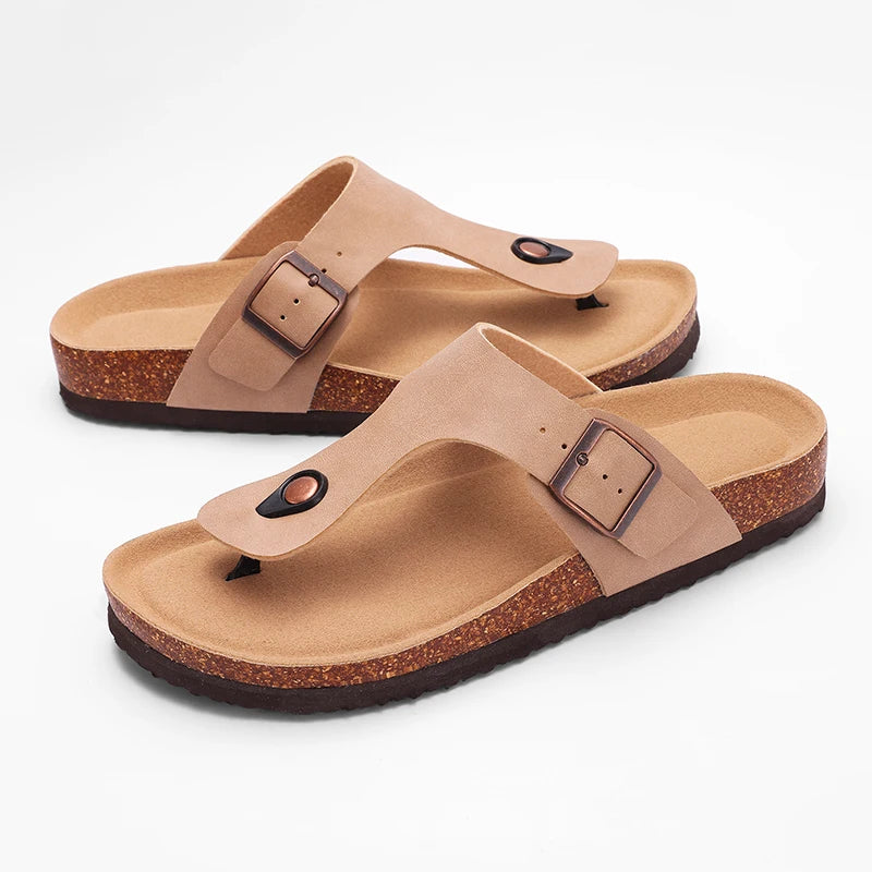 Crestar Womens Mens Sandals Fashion Adjustable Buckle Cork Footbed Slides Outdoor Beach Sliipers with Comfortable Arch Support