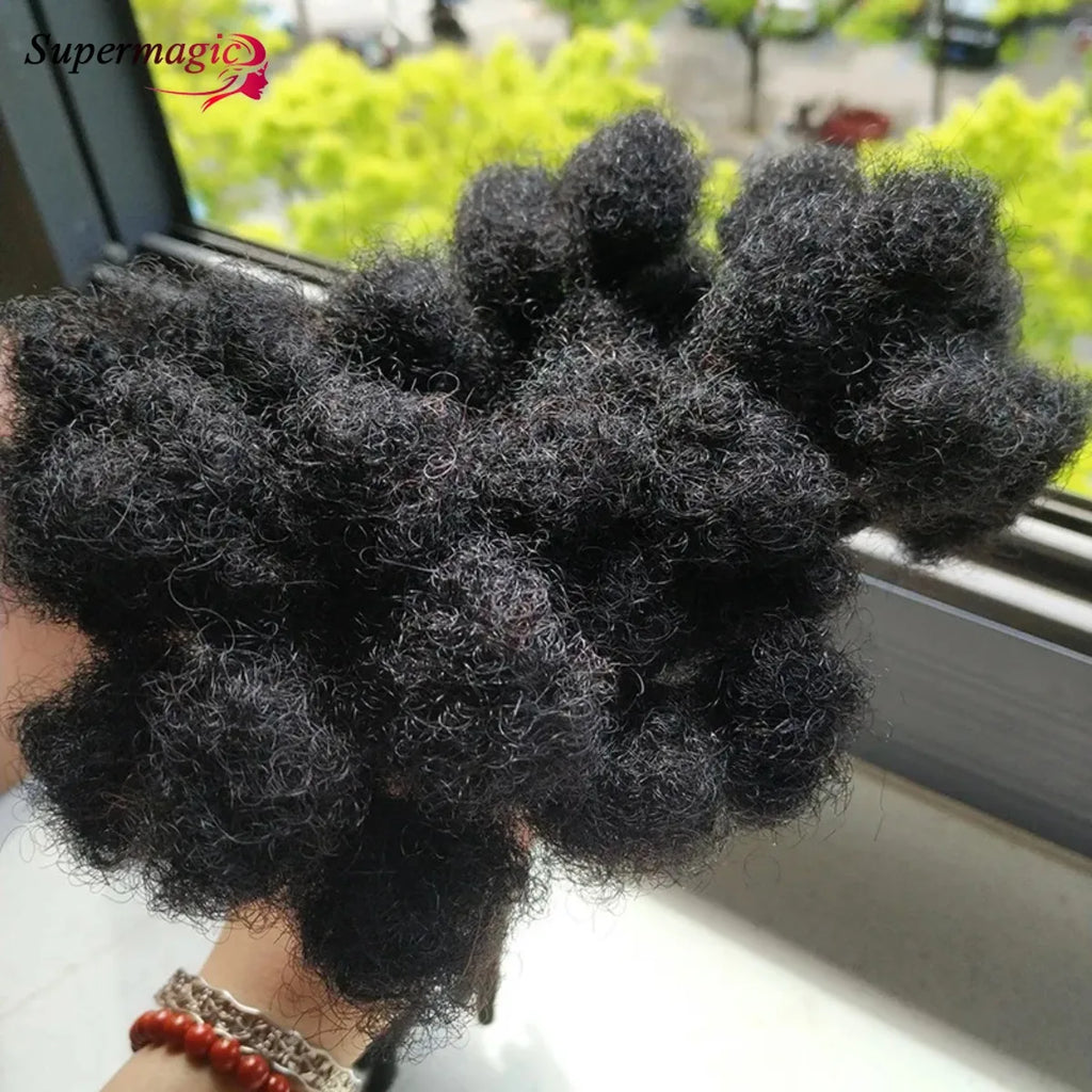 60Strands 0.4/0.6/0.8cm Human Hair Dreadlock Extensions Loc Extensions Human Hair Permanent Crochet Dreadlocks Human Hair 1B