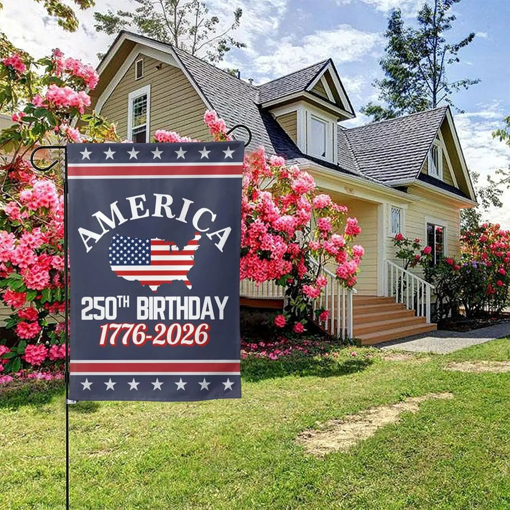 America 250th Birthday Garden Flag 12x18 1776 2026 America 250 Years Anniversary Yard Sign God Bless Usa Patriot House Flag  loj