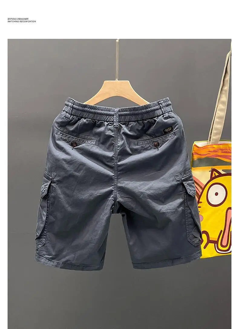 Summer Outdoor Casual Workwear Shorts Men's Multi-Pocket Large Size Loose Retro Dirt-Resistant Versatile Five-Quarter Pants