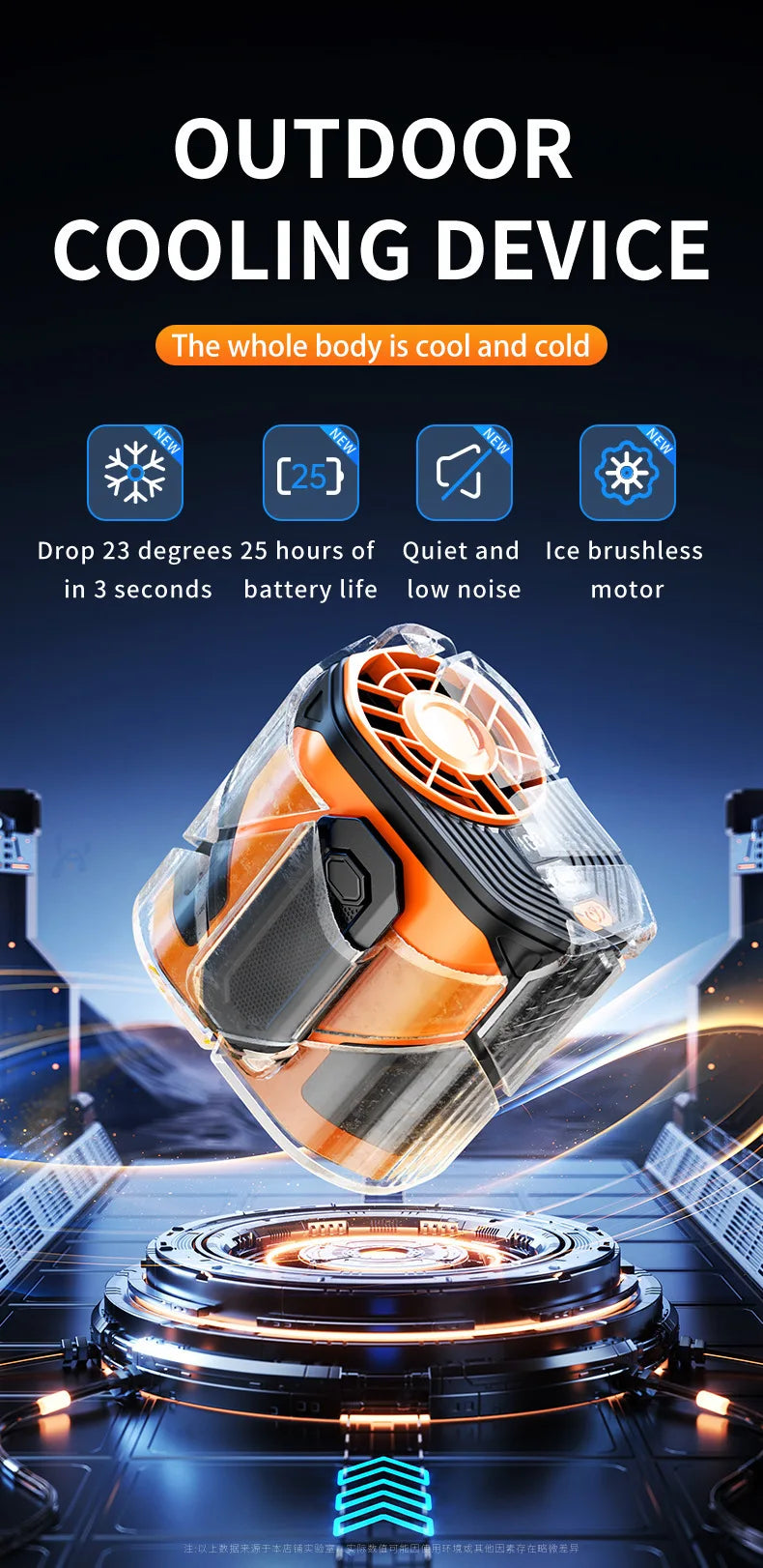 Portable Waist-mount Fan High-speed Cooling Rechargeable Mini Hanging Neck Fan for Outdoor, Construction Site and Food Delivery