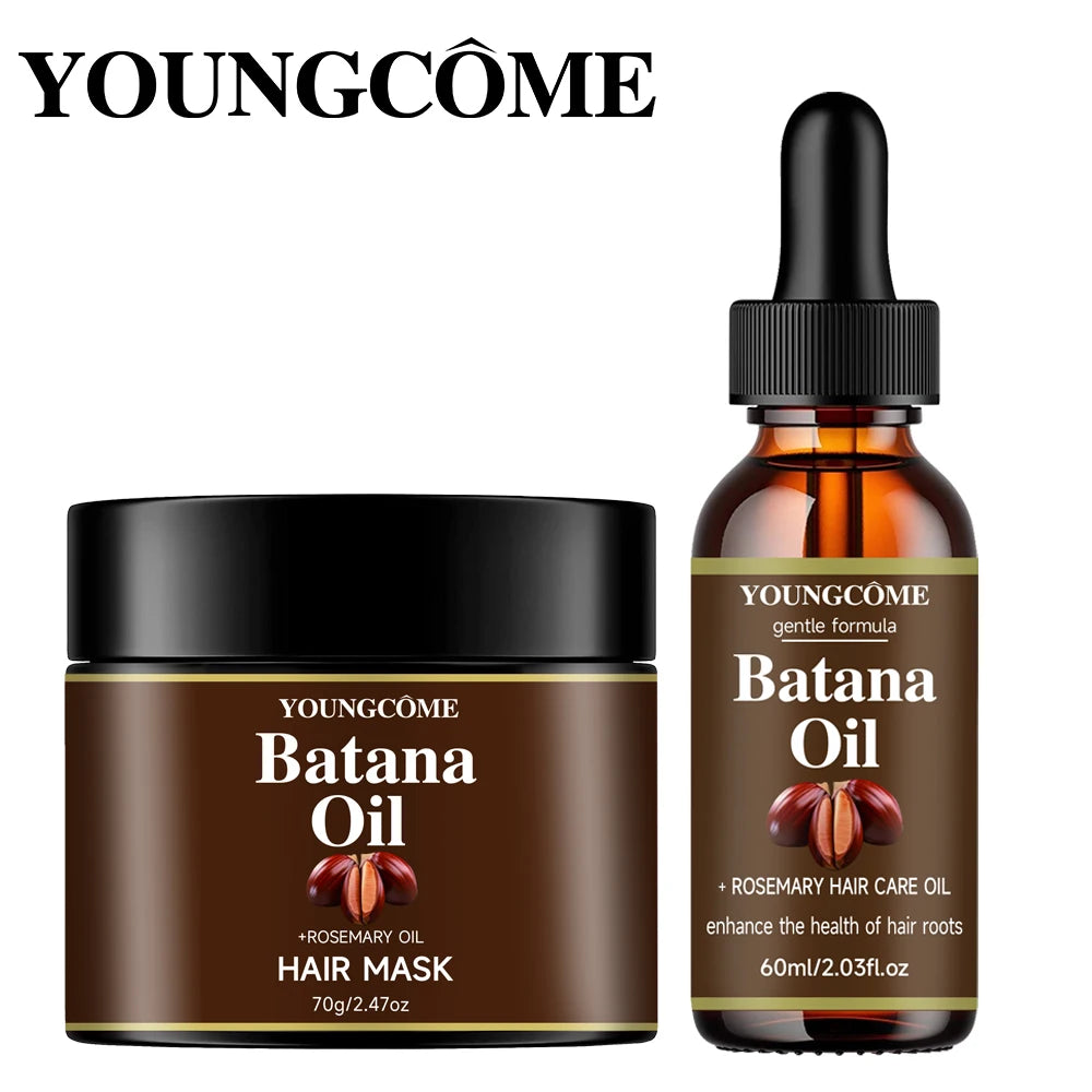 YOUNGCOME Batana Oil & Rosemary Oil Hair Care Set: 2-Piece Nourishing Hair Mask & Serum for Gentle Scalp Support