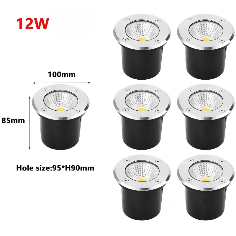 5W 10W 12W 15W Led Garden Underground LampsOutdoor IP67 Waterproof Buried Garden Path Spot Recessed Underground Light Warm White